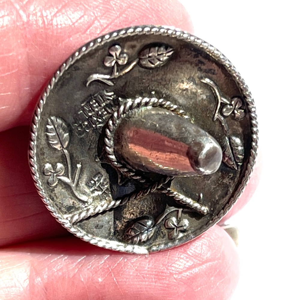 Vintage Mexican Detailed Sombrero Screw Back Earrings Sterling Silver 925 - Picture 2 of 10